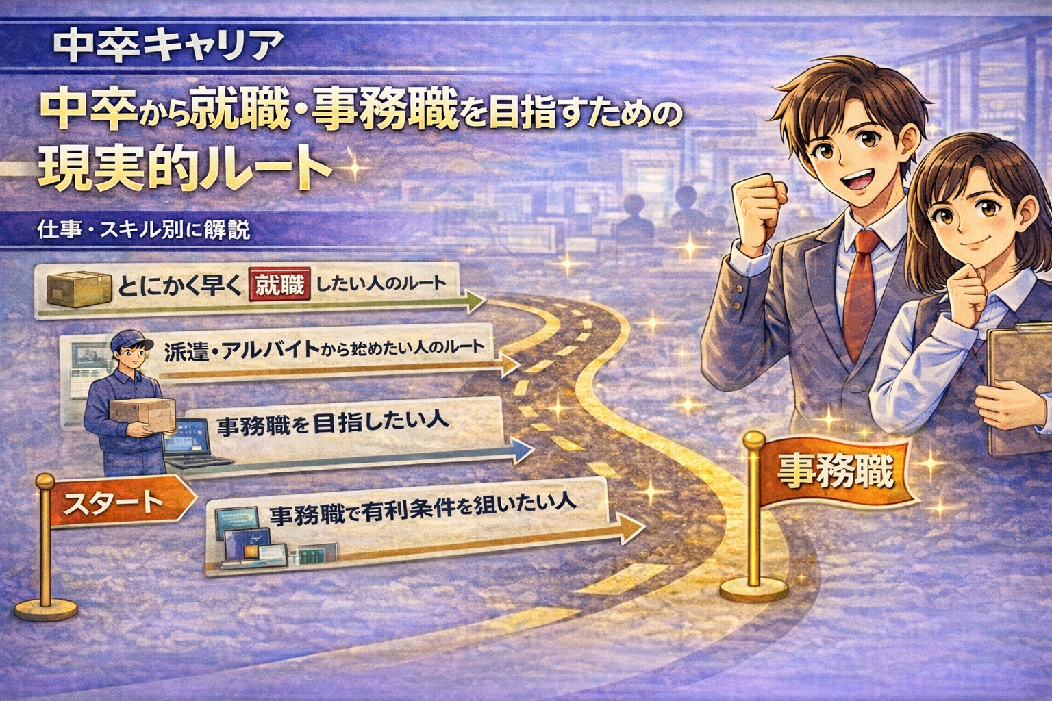 中卒の就職・事務職を目指すための現実的ルート｜仕事・スキル別に解説