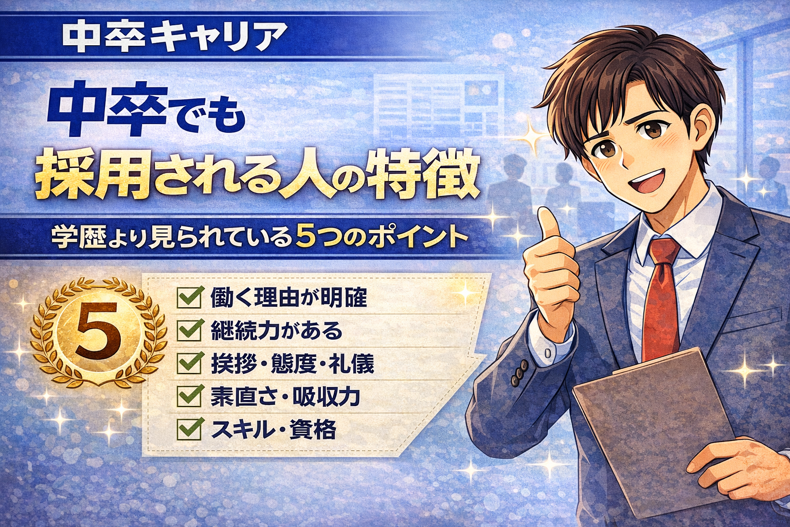 中卒でも採用される人の特徴｜学歴より見られている5つのポイント